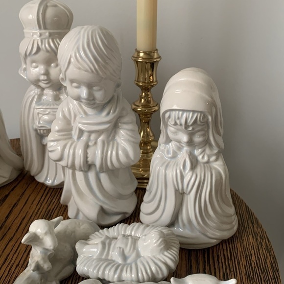 Arnels Pottery Vintage Nativity set Blue Christmas‎ Holy Family Handmade set 10p - Picture 16 of 17